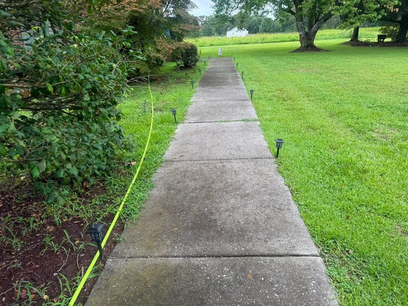 Sidewalk before pressure washing